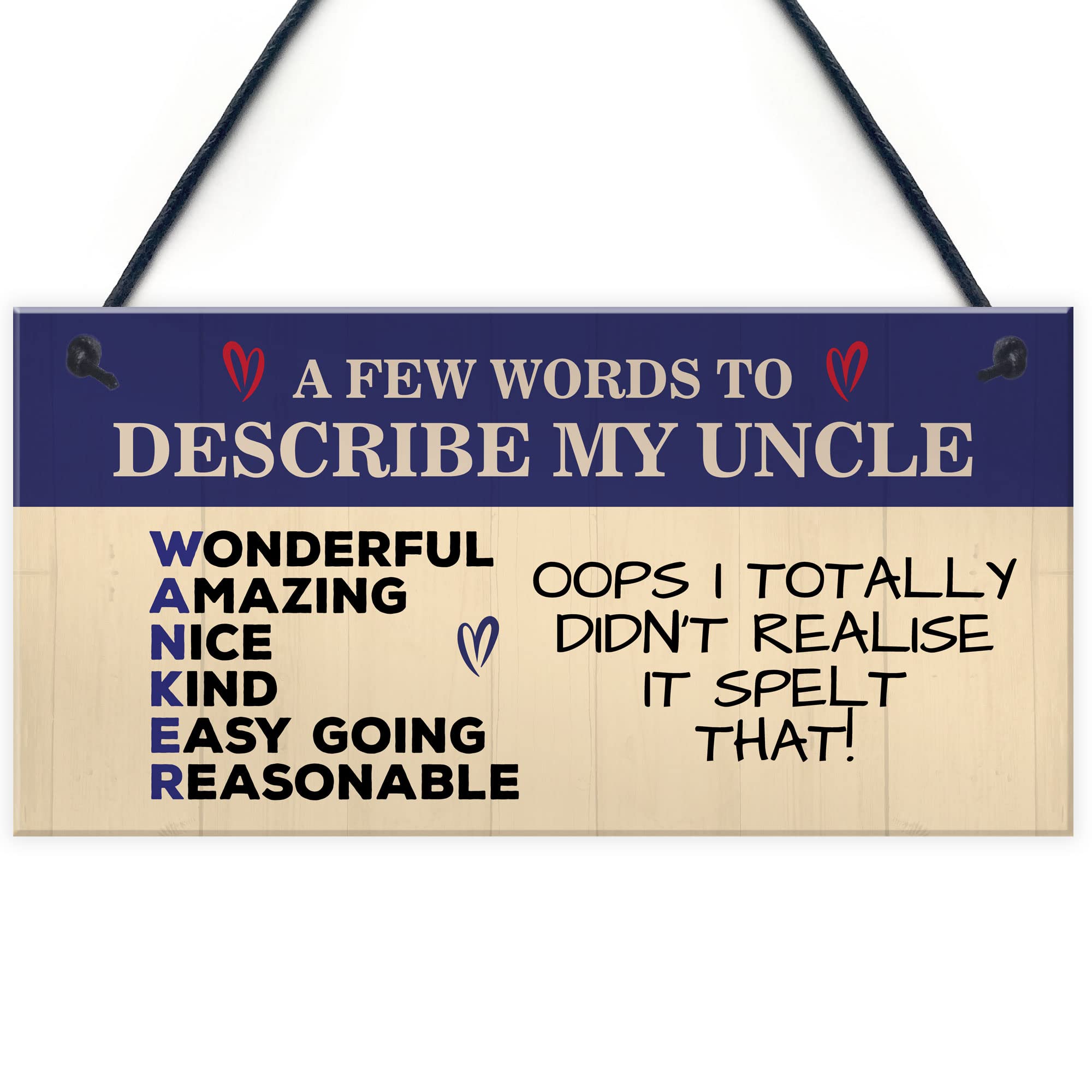 Red Ocean FUNNY Uncle Gifts Birthday Uncle Gift From Niece Nephew Funny Fathers Day Birthday Gift For Uncle Keepsake
