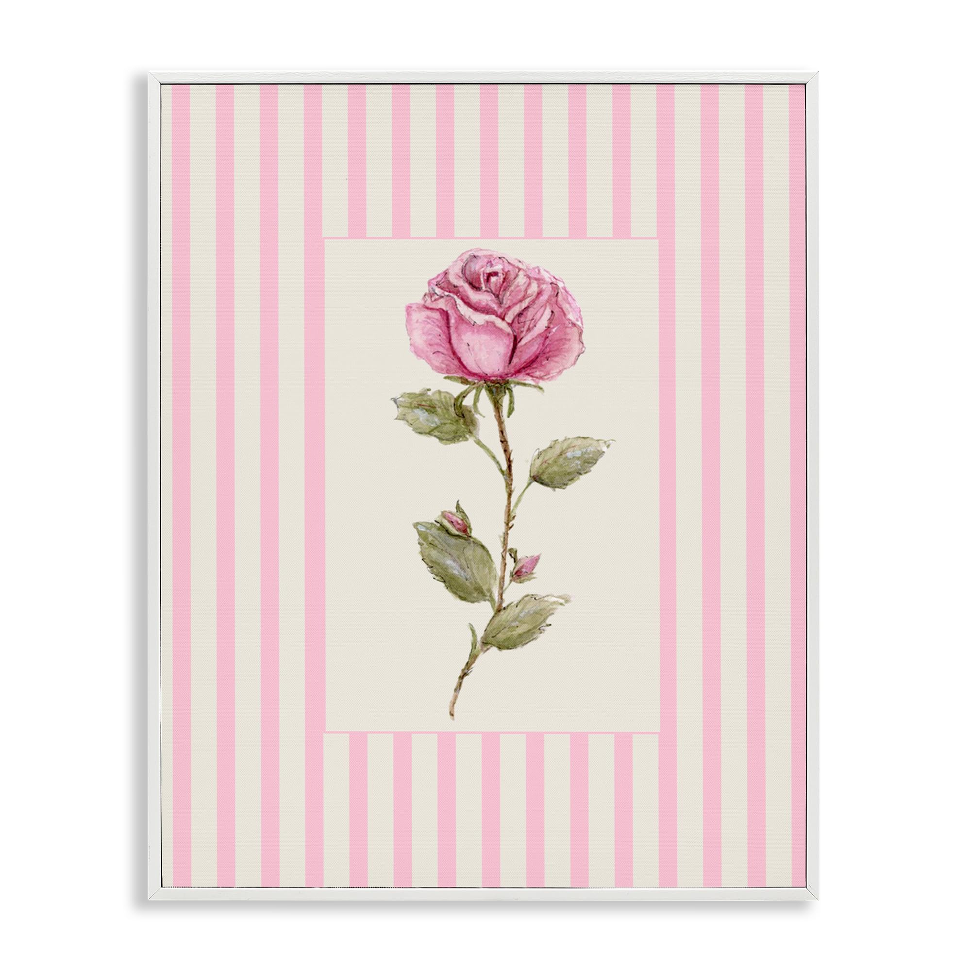 'Pink Stripe Rose'| Framed Giclee Art