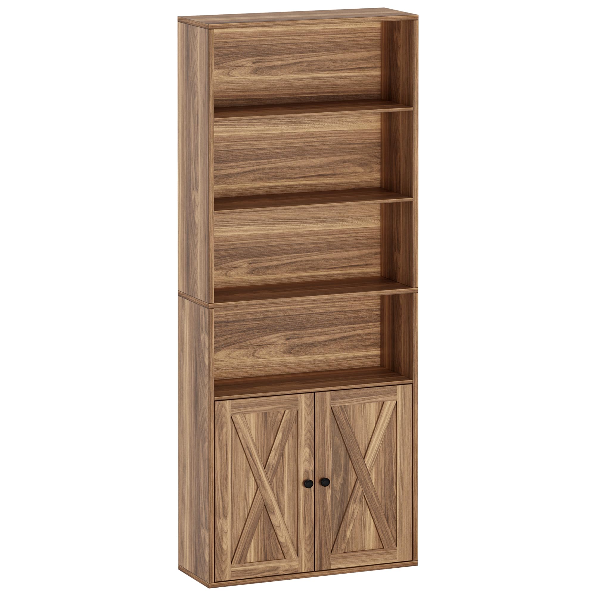 IRONCK Industrial Bookshelves and Bookcases with Doors Floor Standing 6 Shelf Display Storage Shelves 70 in Tall Bookcase for Home Office, Living Room