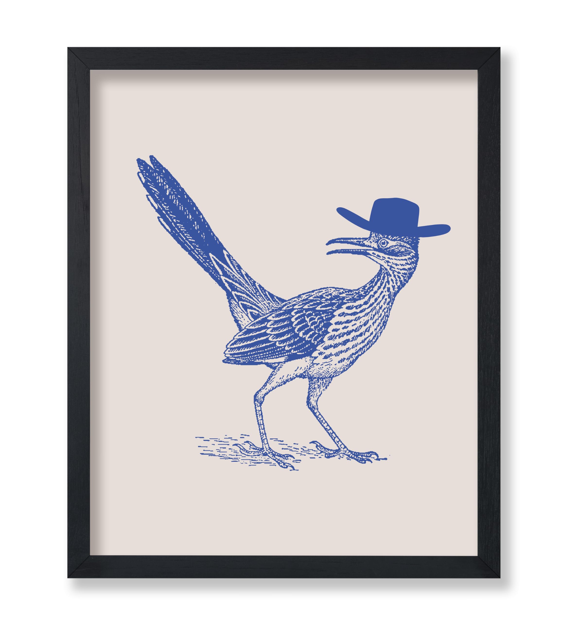 Poster Master Blue Cowboy Print - Retro Roadrunner Poster - Western & Wild West Art - Trendy Housewarming Gift for Men & Women - Decor for Office, Dorm or Living Room - 8x10 UNFRAMED Wall Art