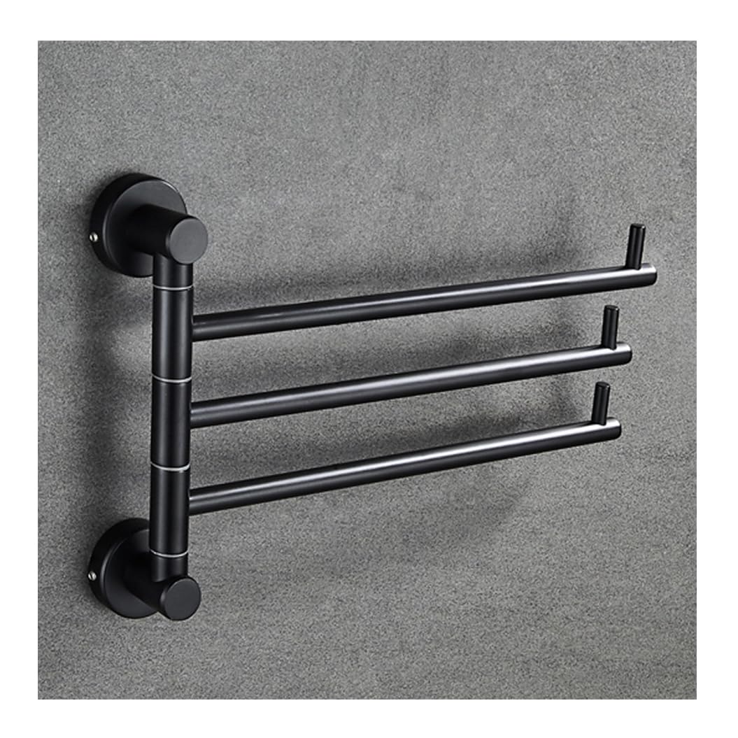 LMYSXAOZ Modern Black Swivel Towel Rack Swing Out Bar With Wall Mounted 180° Rotation,Load Capacity 30kg Bathroom Hand 4 -Bar Folding Arm Hanger black-3bar