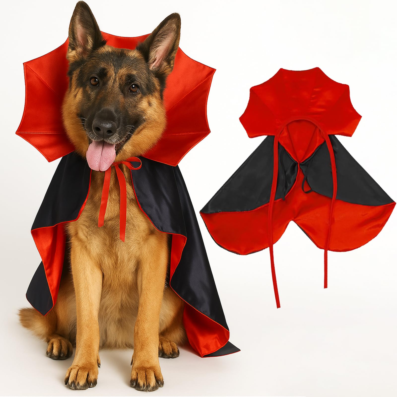 Dog Vampire Costume, Dog Halloween Costume with Stand-Up Collar, Halloween Costumes for Dogs Small Medium Cat Pet Puppy Cloak Cape Cosplay Party,