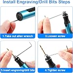 Uolor 3-Speed Sans fil Mini Stylo à perceuse rechargeable DIY Perceuse électrique à main avec 10 Petits bits de forage, Micro ensemble de forage pour la fabrication de bijoux en plastique de résine de pierre