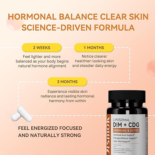 Miniatura 4 de Suplemento DIM de 400 mg Complejo avanzado liposomal multiacción para el equilibrio de estrógenos en mujeres y hombres Apoya el acné hormonal, el
