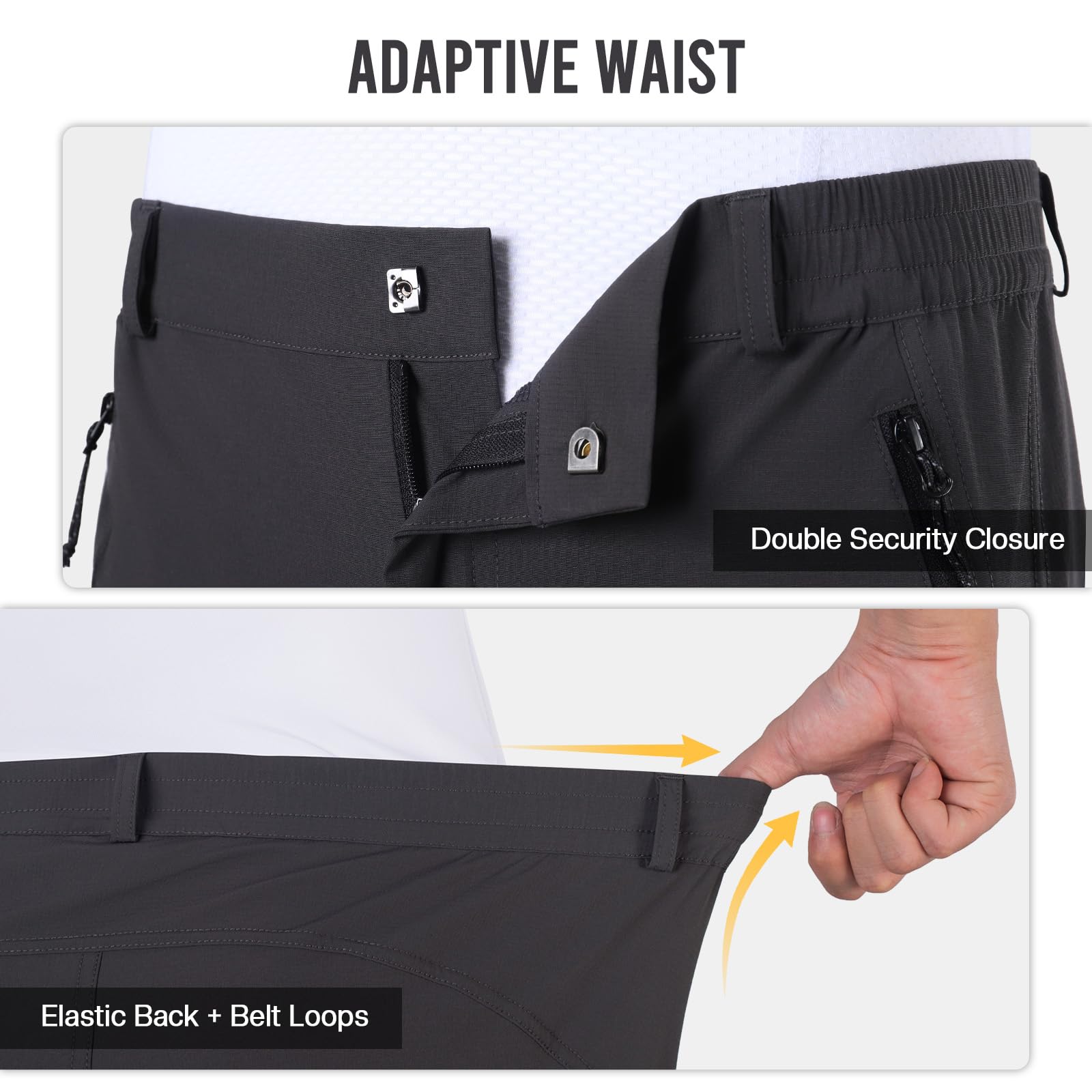 BERGRISAR Pantalon de cyclisme pour homme - Imperméable - Avec poches zippées - Séchage rapide - Extensible dans les 4 sens - Pour randonnée, course à pied