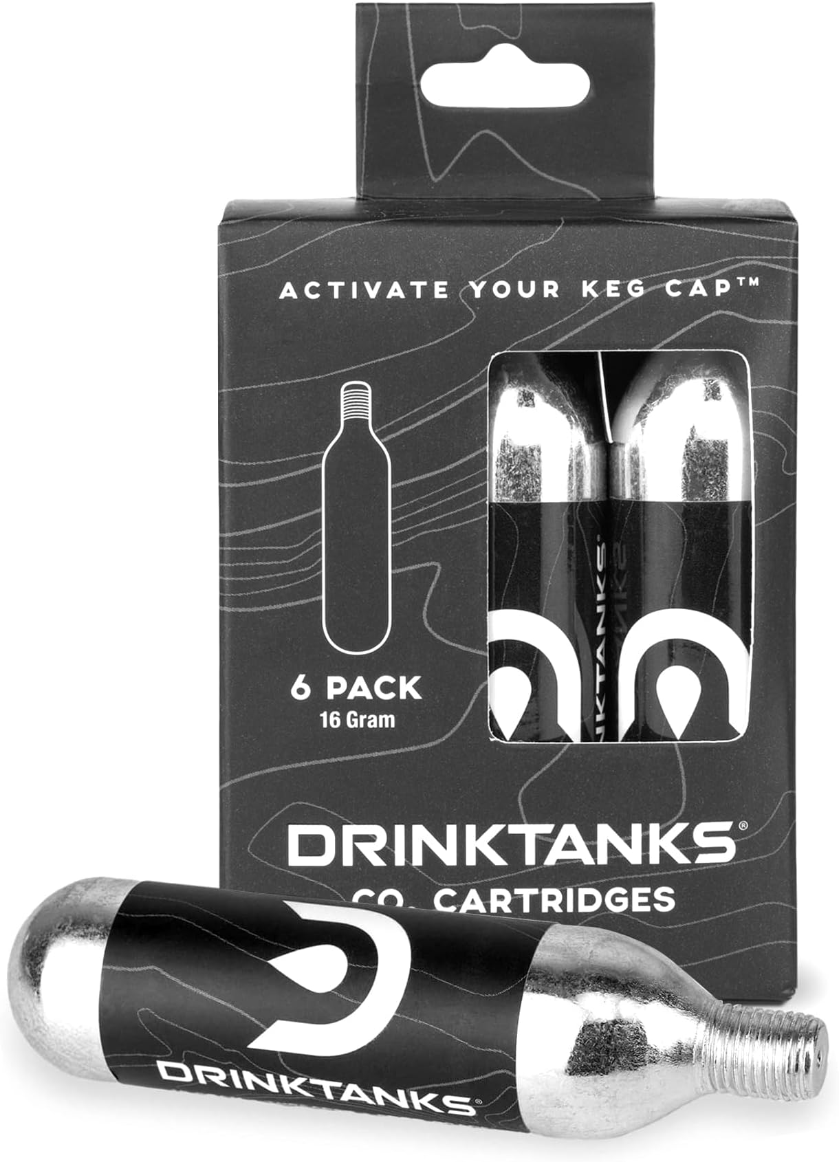 DrinkTanks CO2 Cartridges – 16 Gram Food Grade Non-Lubricated CO2 Refills for Craft Beer Growler, Beer Keg,Kombucha, Seltzer & Cocktail Dispensing - 6 Pack,Leakproof,Compatible with Travel Keg Systems