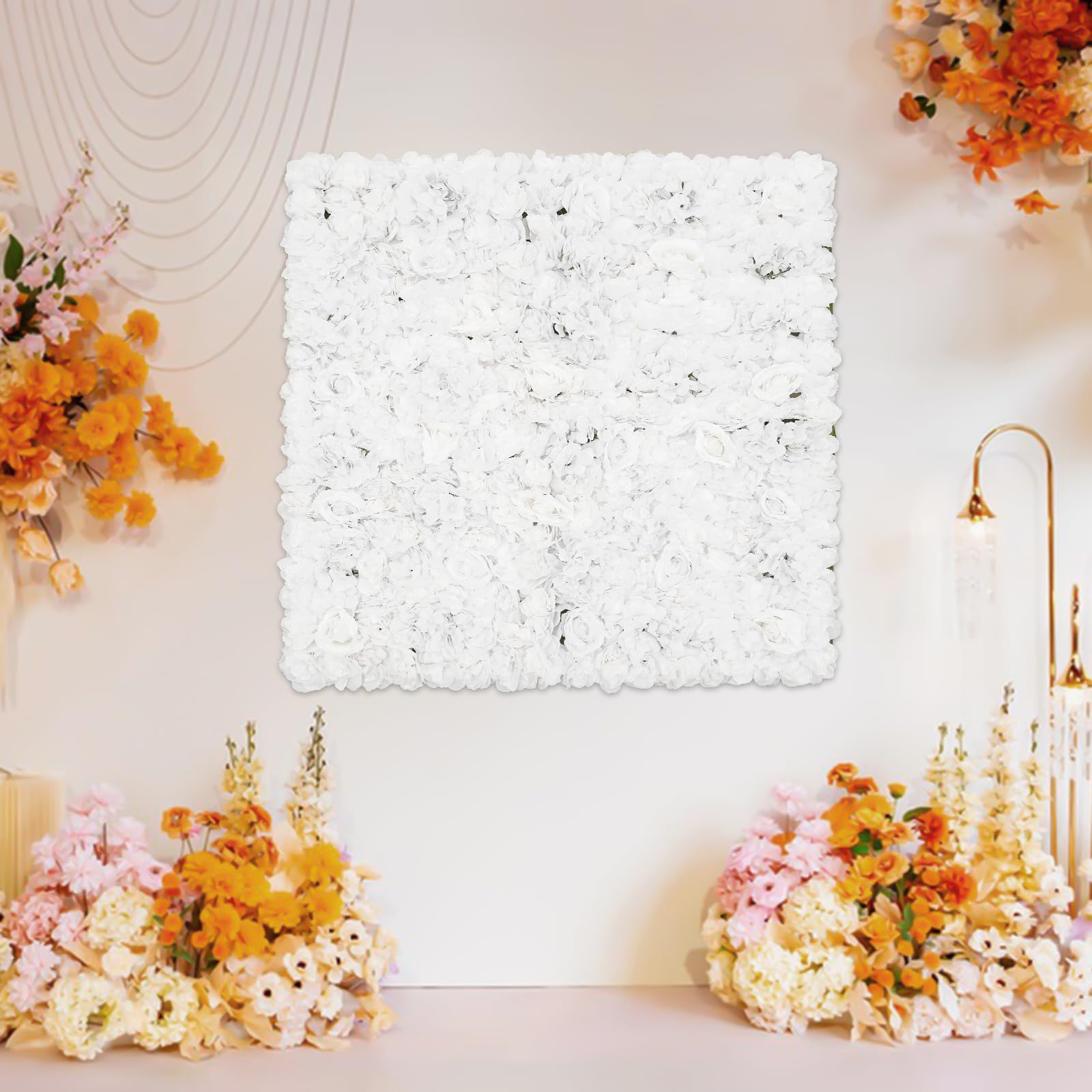 Panel de pared de flores, 1 x 1 m, pared de flores, flores de seda, decoración de pared cuadrada, decoración de pared para bodas, fiestas, accesorios de estudio fotográfico, etc, verde y