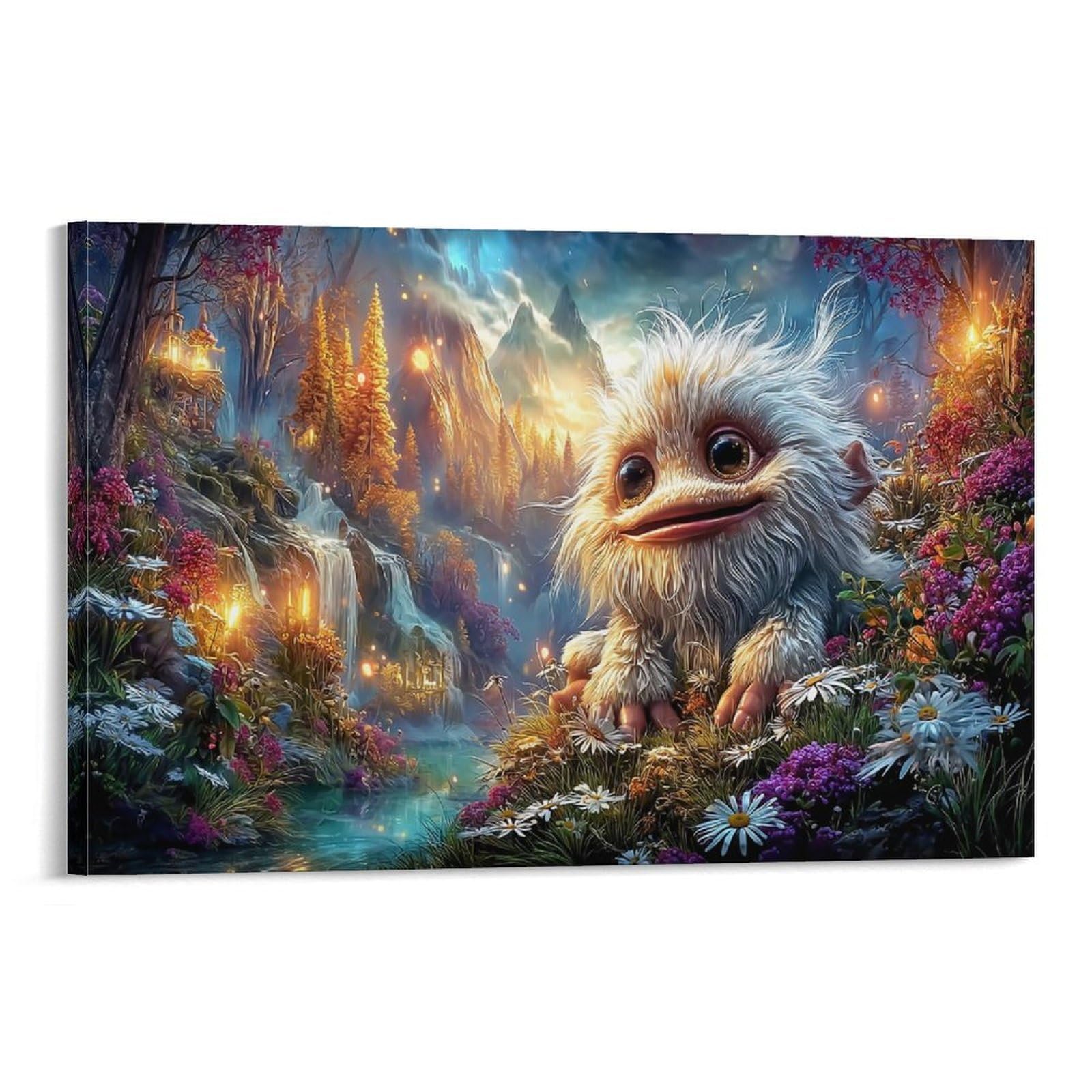 XPASHIQWC Little Monster Wall Decor Poster Enchanted Forest Giclee Canvas Prints Modern Wall Art Picture Wall Hanging for Bedroom Living Room Decor 24x36inch(60x90cm)