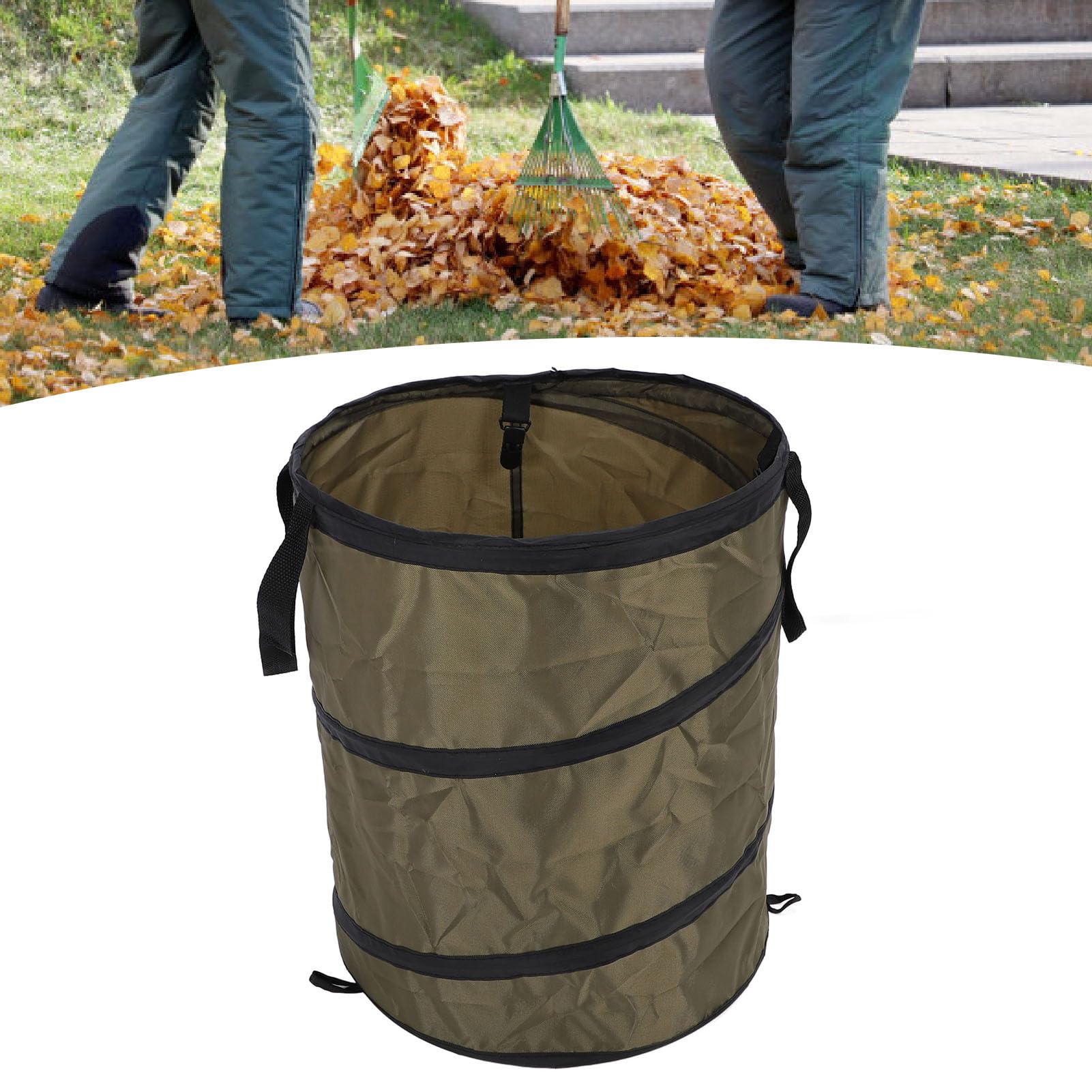 37L Mittelgroße Camping -Mülldose mit Großer Kapazität, Faltbarer Rasenblatt -Müllsack, Tragbarer Picknick -Lagerbehälter Im Freien für Garten, Oxford -Stoff, 37L (Dunkelgrün)