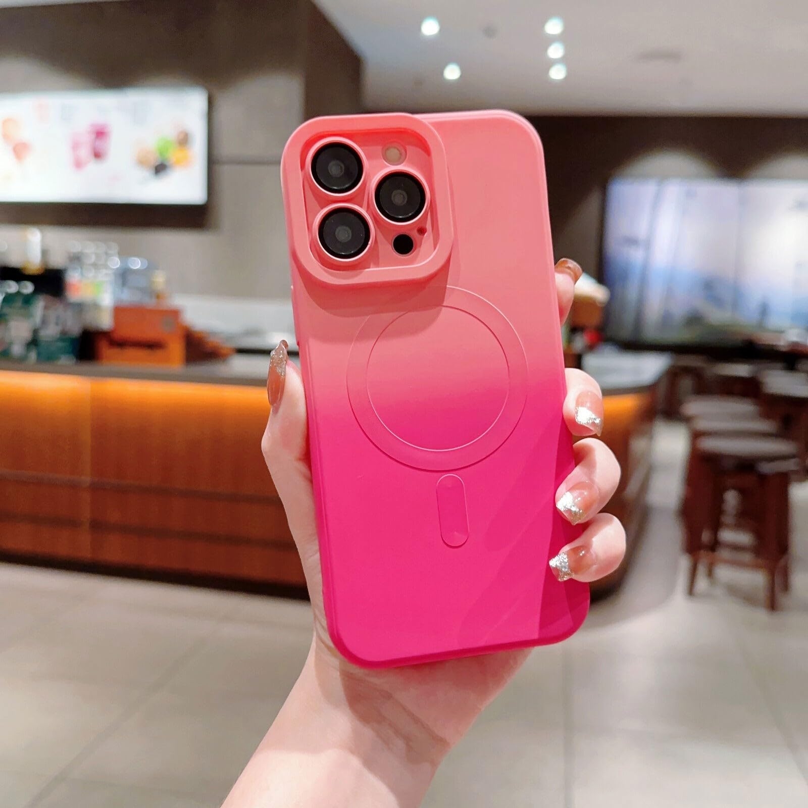 Coque iPhone 14 Pro Max silicone rose rigide avec technologie magnétique intégrée - 7