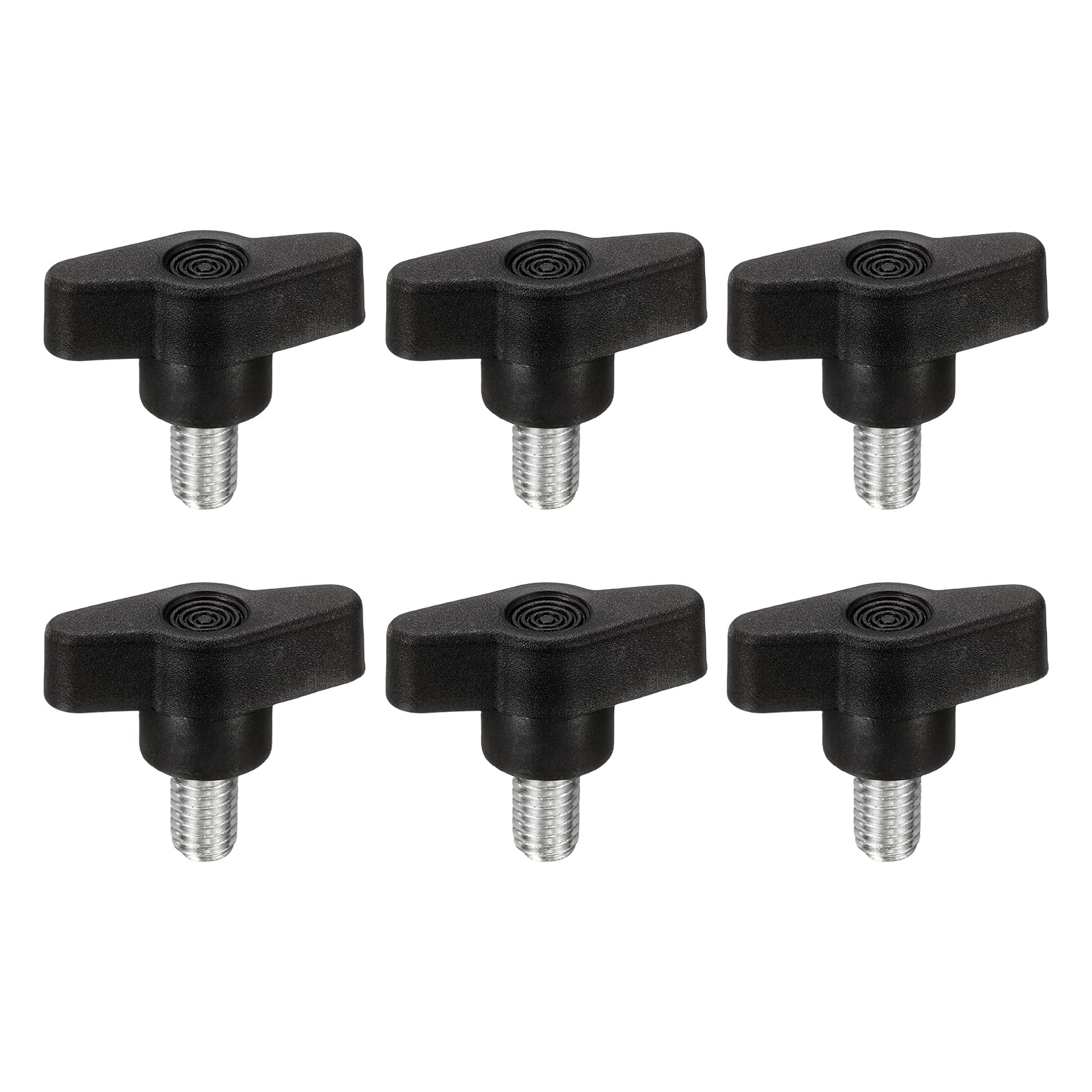 PATIKIL M8 x 14mm Tee Wing Thumb Screws, 6Pcs Carbon Steel Mechanical Handle Bolt Thumb Screws for Remove Replace Hand Clamping Tightening Knobs Power Supply, Black — image 1