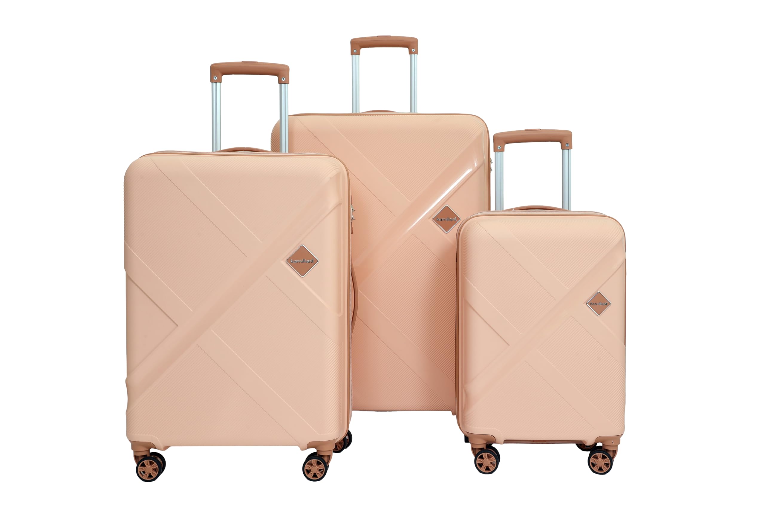 Kamiliant -8 Wheel, 3PC Set (Small + Medium + Large) Hard PP Suitcase for Travel/Trolley Bag for Travel/Travel Bag with TSA Lock & Smooth Sliding Double Wheel (Spanish Peach)-image-8