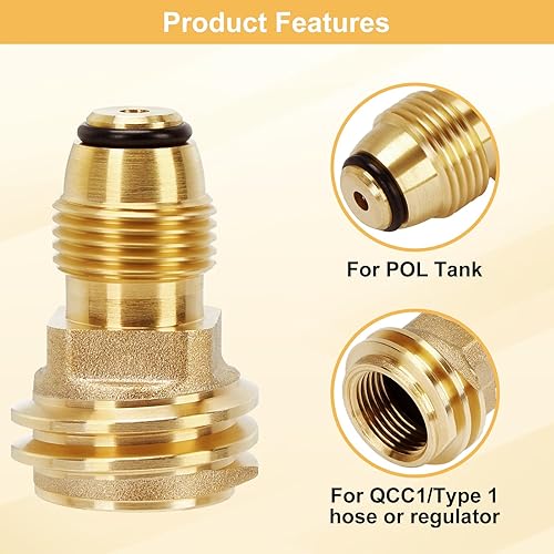 Miniatura 6 de WADEO Manguera de extensión de tanque de propano de 6 pies con calibre, incluye adaptador de tanque que convierte el tanque de propano POL de 100