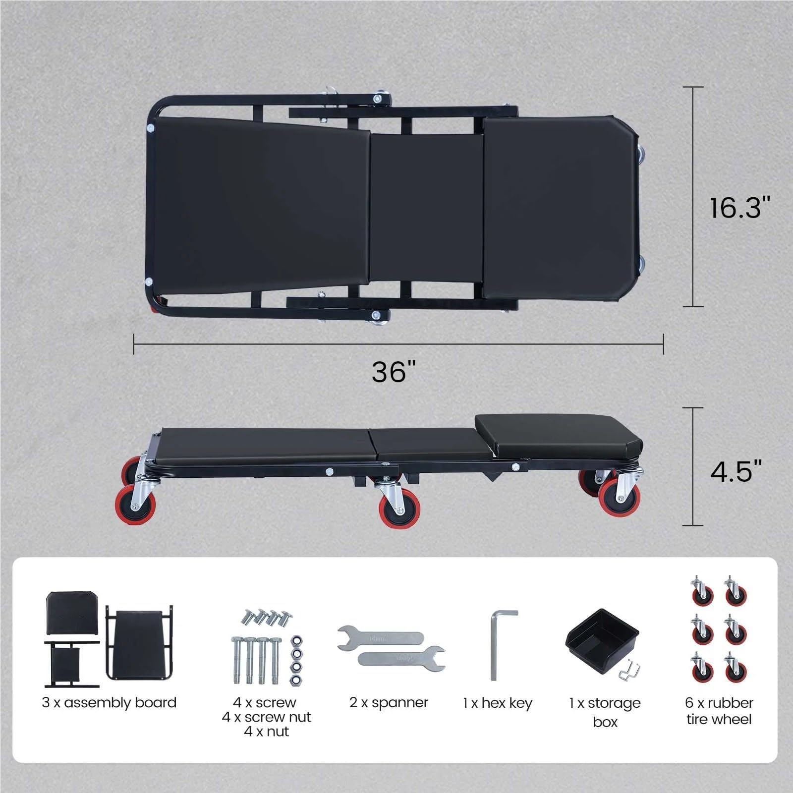 Taburete Asiento para Banco de Trabajo para Mantenimiento de automóviles, Cama Plegable para reparación de automóviles, Banco de Trabajo para Taller de automóviles Asiento de mecanico