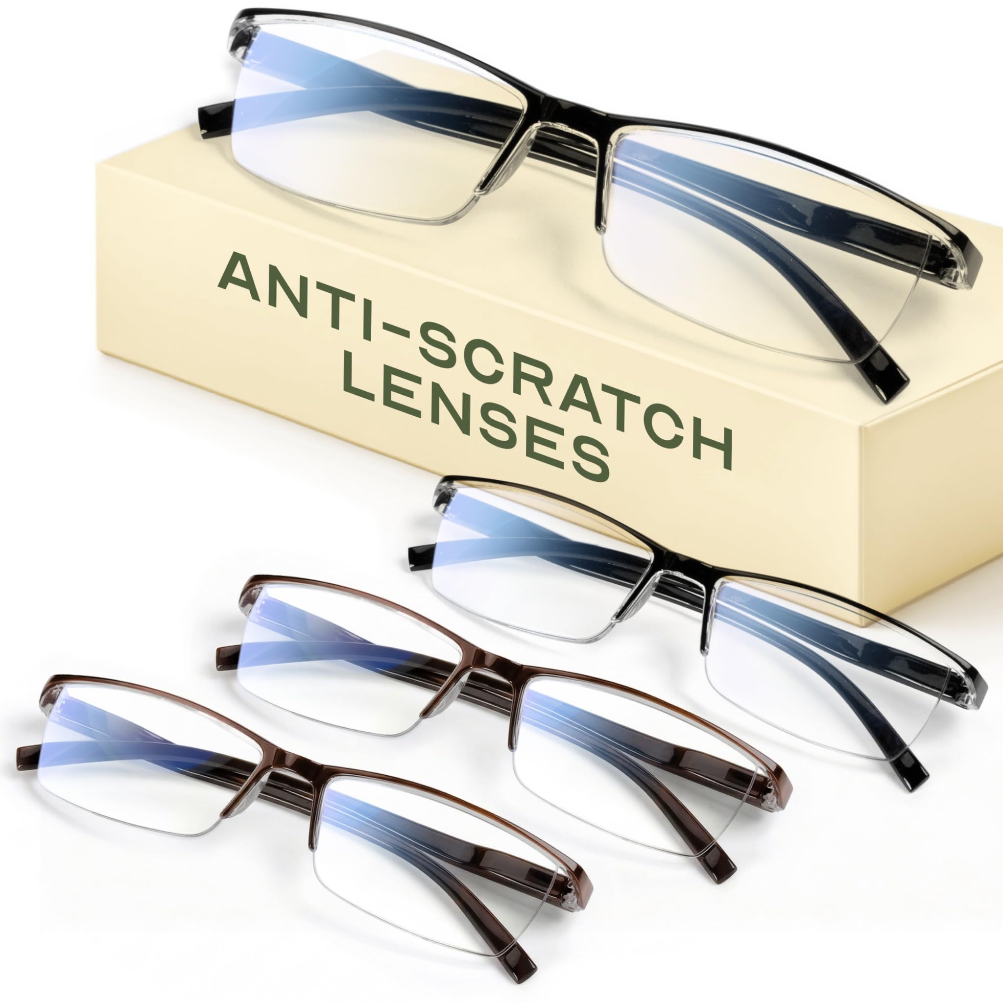 Gaoye +1.2 Reading Glasses Men - Durable Readers with Blue Light &amp; UV Protection Safety Glasses