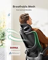 Vista 7 de Marsail Silla ergonómica de oficina con reposacabezas de malla para computadora de oficina con soporte lumbar ajustable, sillas giratorias
