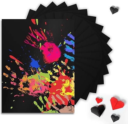 Cartulina negra de 8.5 x 0.40 ozm, papel de construcción negro, 20 hojas de papel grueso en blanco negro para invitaciones, proyectos de arte de