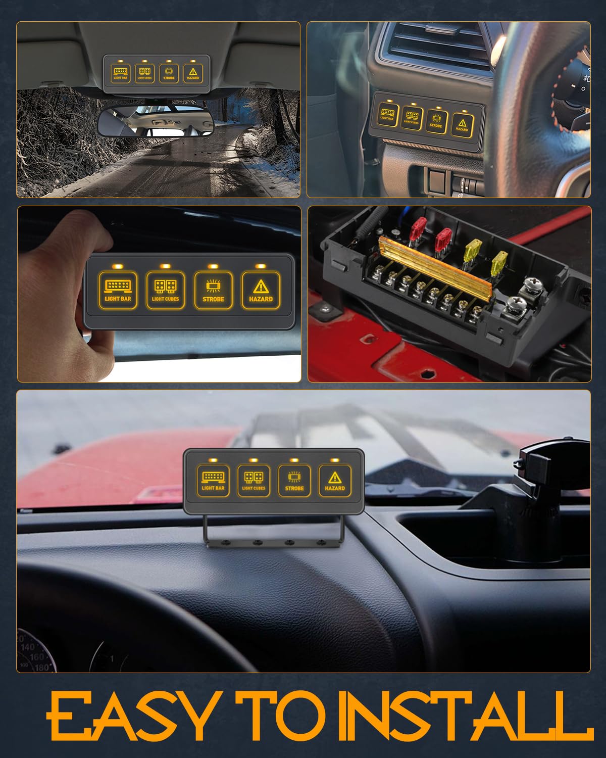 Wireless Switch Panel, Nirider 4 Gang Switch Panel 4 Control Modes 12V 24V Universal Circuit Control System Strobe Switch Relay Box Multifunction Switch Panel for Truck Jeep SXS UTV ATV Car Van Tacoma