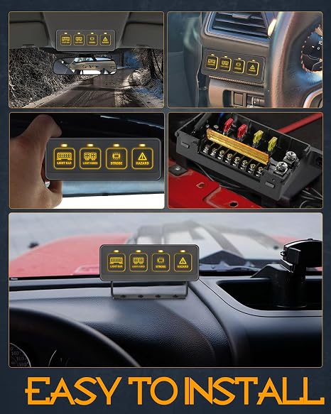Wireless Switch Panel, Nirider 4 Gang Switch Panel 4 Control Modes 12V 24V Universal Circuit Control System Strobe Switch Relay Box Multifunction Switch Panel for Truck Jeep SXS UTV ATV Car Van Tacoma