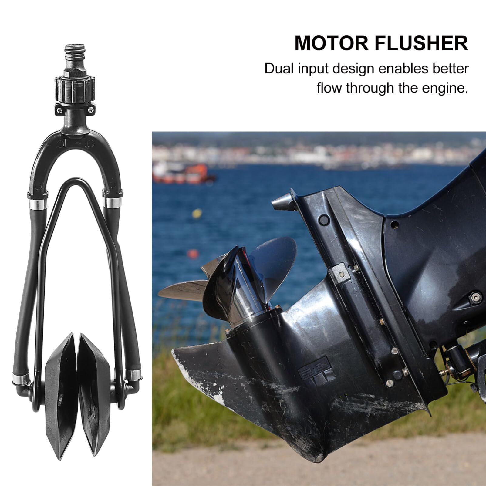 VICASKY Motor Flusher for Boat Rectangular Motor Cleaning Kit Muffs Dual Input Design for Sterndrive