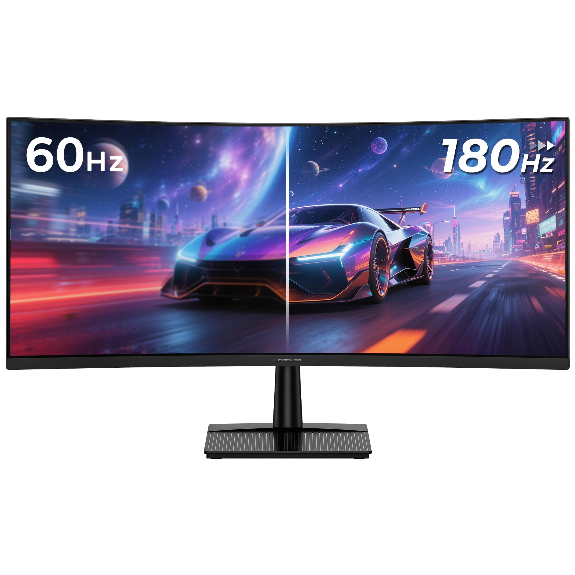 LC-Power LC-M34QC 34 Zoll Ultra WQHD Monitor Curvo para Juegos, Pantalla 3440x1440, 21:9, 1500R, 180Hz, 1ms MPRT, VA, HDR10, Adaptive Sync, Negro, 2xHDMI 2.0, 2xDP 1.4