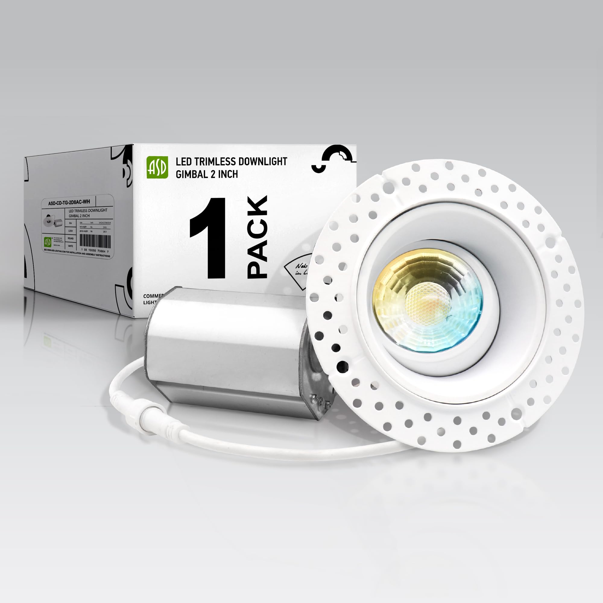 ASD 2 Inch Trimless Gimbal LED Recessed Ceiling Light Fixture
