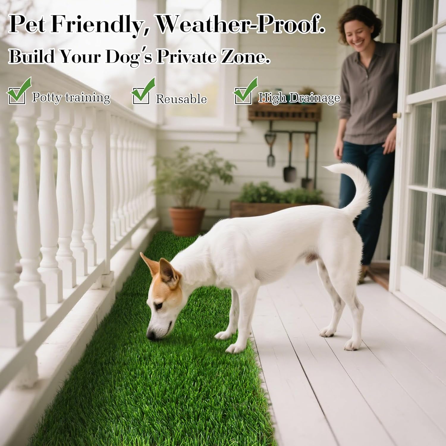 XLX TURF Interlocking Fake Grass Tiles Pad for Dogs Potty Training- 12" x 12" Pet Artificial Grass Squares with Drainage, 6 Pack 6 Plastic