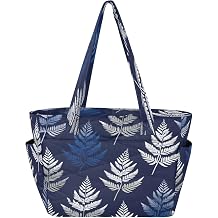 New Zealand Fern Silver Navy Blue Tote Bag Beach Pool Bags for Work Travel Gym College with Reinforced Bottom bolsa para gimnasio
