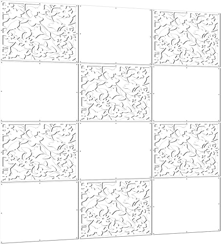 Miniatura 7 de Lchen Panel Divisor de Habitación Colgante, 12 Piezas Paneles de Pantalla Blancos Tablero Sólido Corte Partición de Habitación Decoración del Hogar