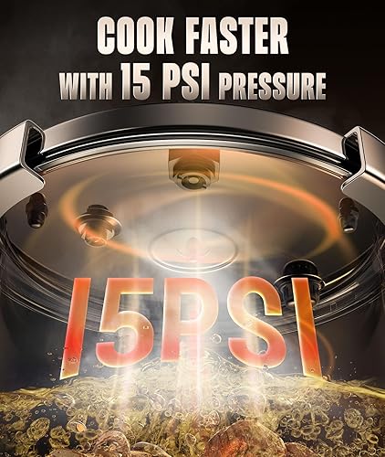 Miniatura 3 de Olla a presión de 13 cuartos de galón, ahorra un 70% de tiempo de cocción Recipiente a presión de acero inoxidable con cuerpo de acero de triple
