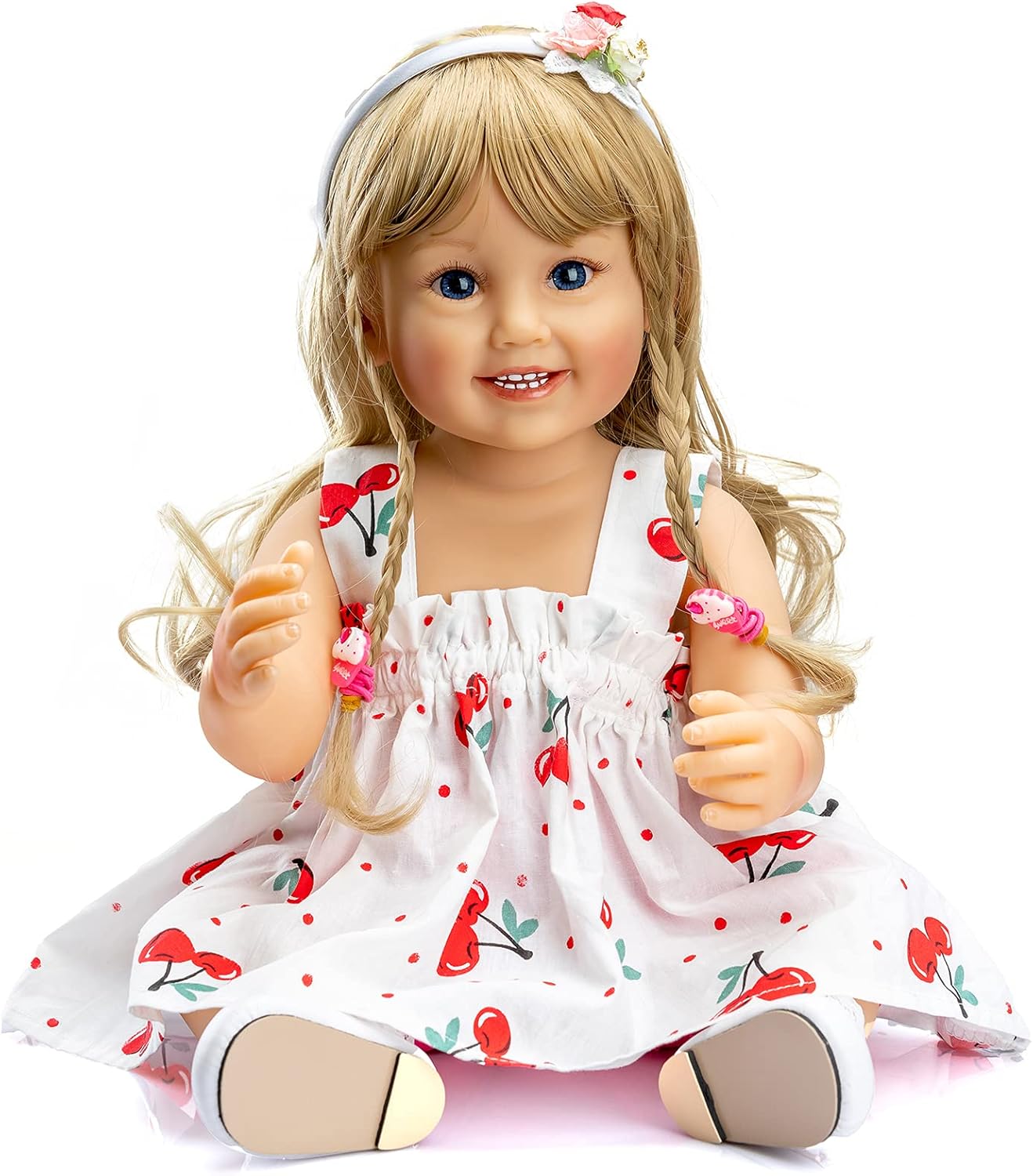 Flash Deals - 50% OFF Anano 22 Inch Reborn Baby Dolls Girl Full Silicone Body All Vinyl Blue Eyes Bathable Newborn Babies Doll Blonde Curly Hair