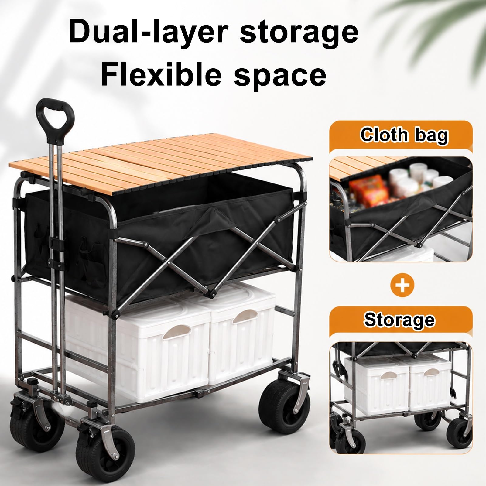 Carrello Pieghevole con Tavolo Rimovibile Carretto per Mercatini Campeggio | Carrello Pieghevole con Tavolo Rimovibile Carretto per Mercatini Campeggio Grande Capacità Carico(88x54x110cm/35x21x43in)