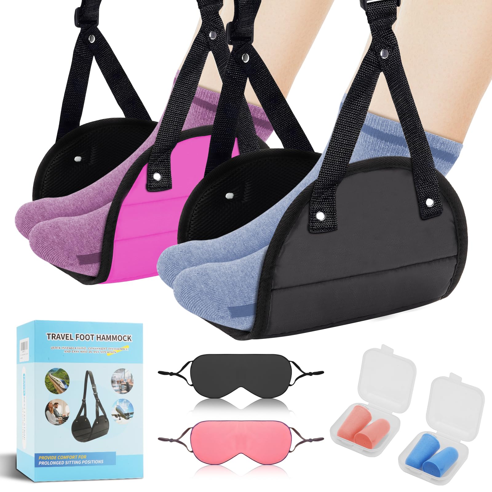 Airplane Foot Hammock, IPEROT Portable Flight Leg Stool, Ideal fo...