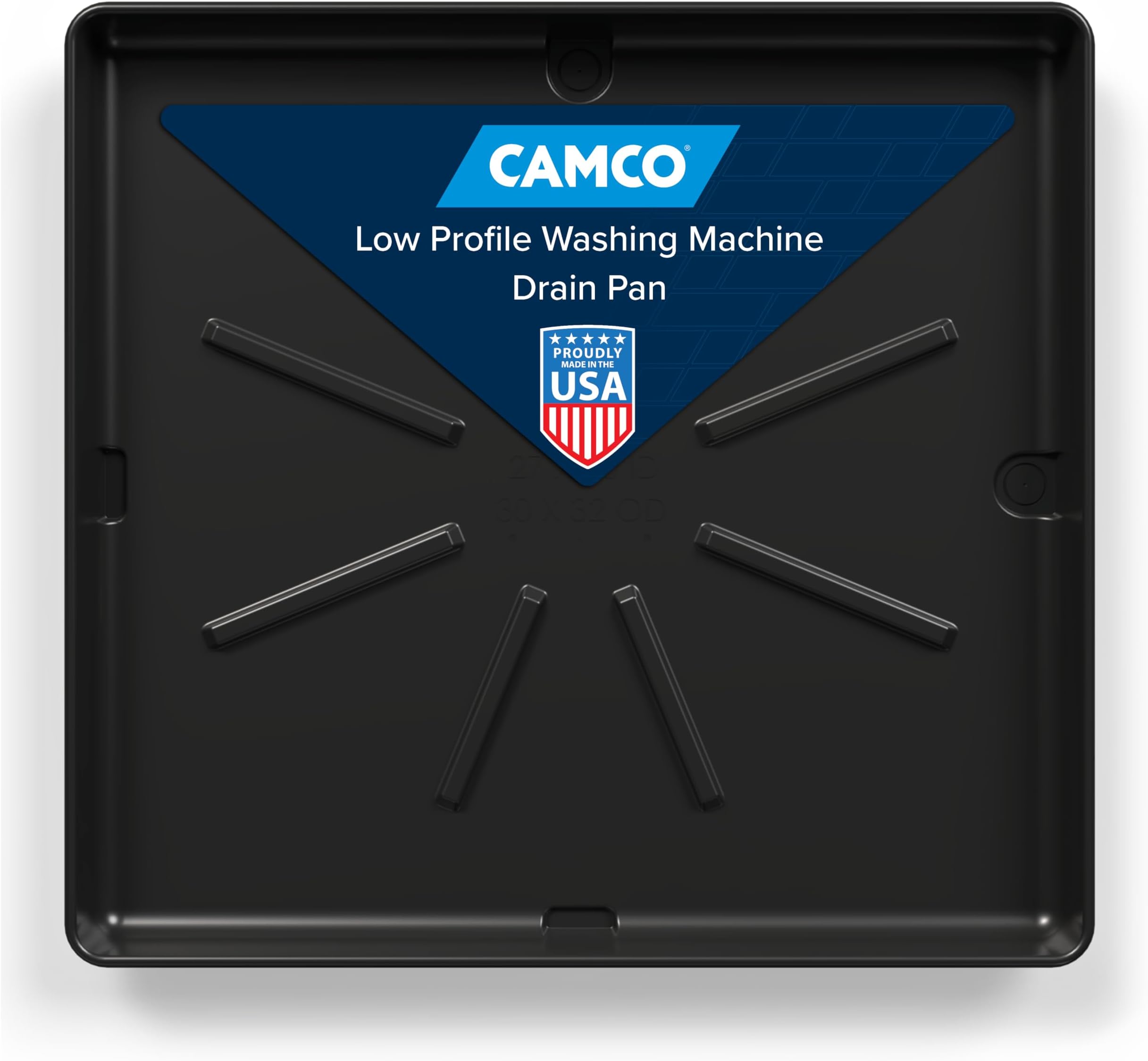 20784 Low Profile Washing Machine Drain Pan with PVC Fitting, 30 ½-Inch x 34 ½-Inch, Graphite - Protects Your Floors from Washing Machine Leaks - Easy to Use