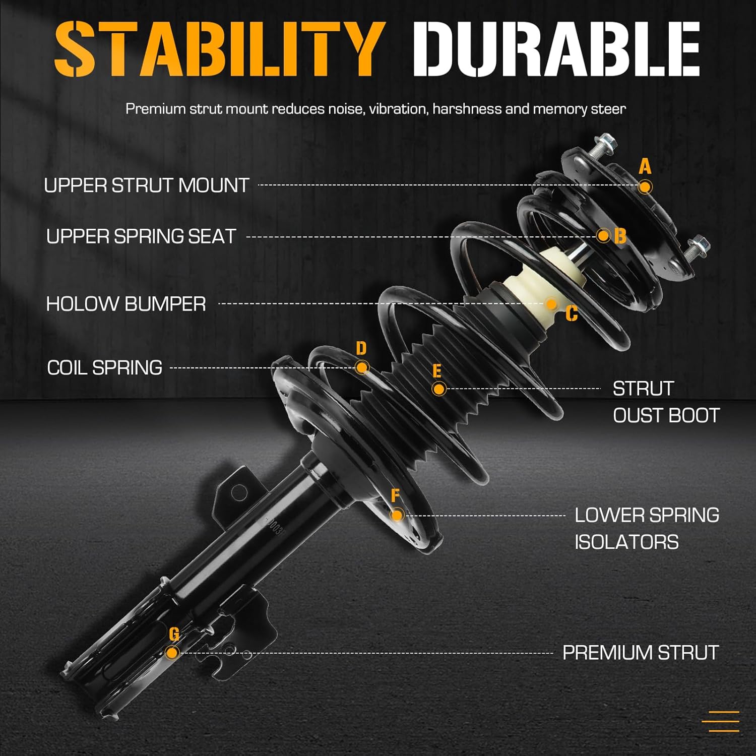 Front Left & Right Complete Strut Coil Spring Assembly Shock Absorber fit for Toyota Camry Solara 3.0L 3.3L V6 2004-2006, for Lexus ES330 2004-2006, Replace 172205 172206