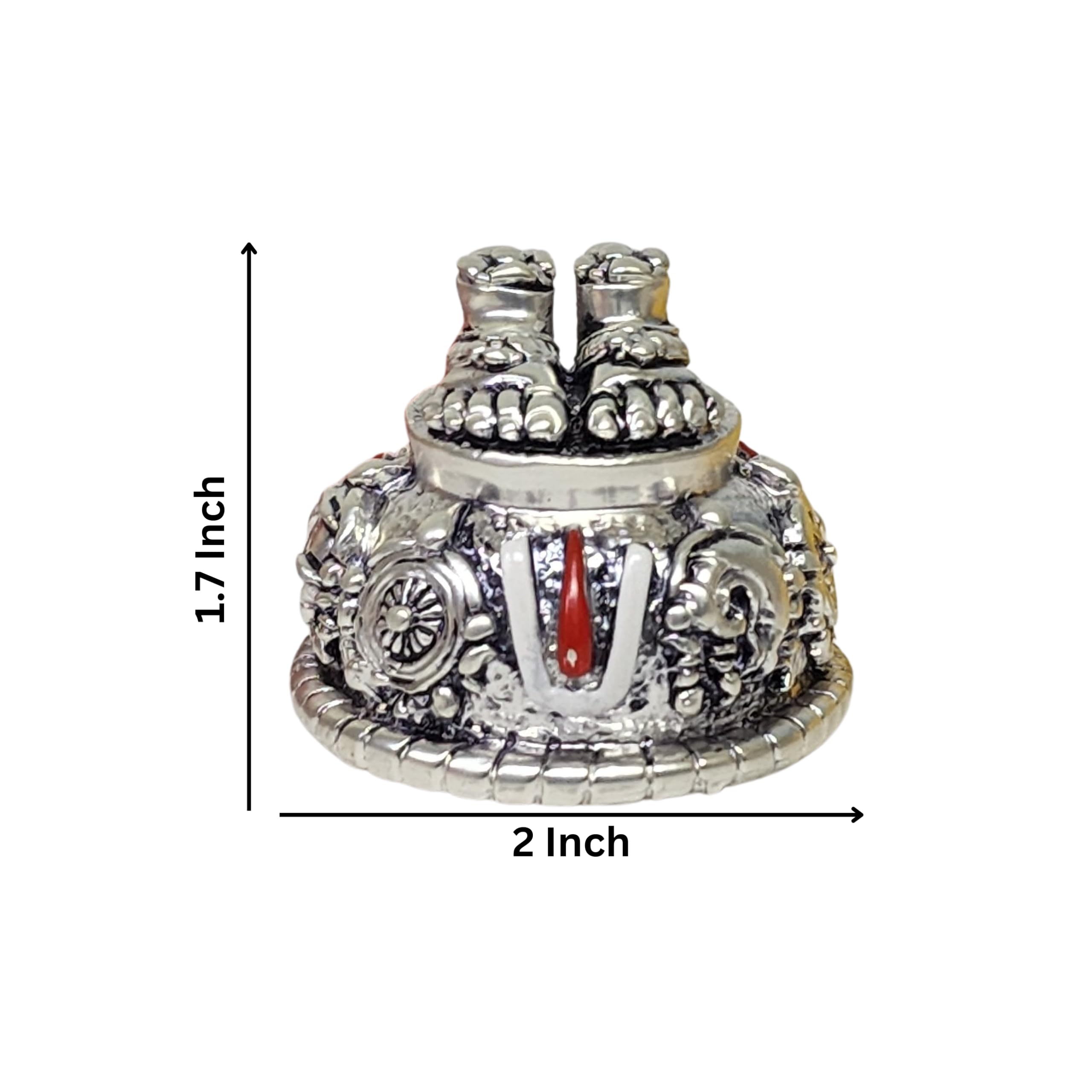 Electrum Kala udyam Shri Balaji Charan Paduka Silver-Plated Antique Matte Finish | Balaji Padam for Car Dashboard | Lord Venkateswara Padalu for Gifting, and Decor 2" 3