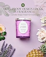 Vista 6 de M&SENSE Vela perfumada de vainilla y lavanda, cera de soja con mecha de madera agrietada, 18 onzas, 100 horas de combustión limpia de larga