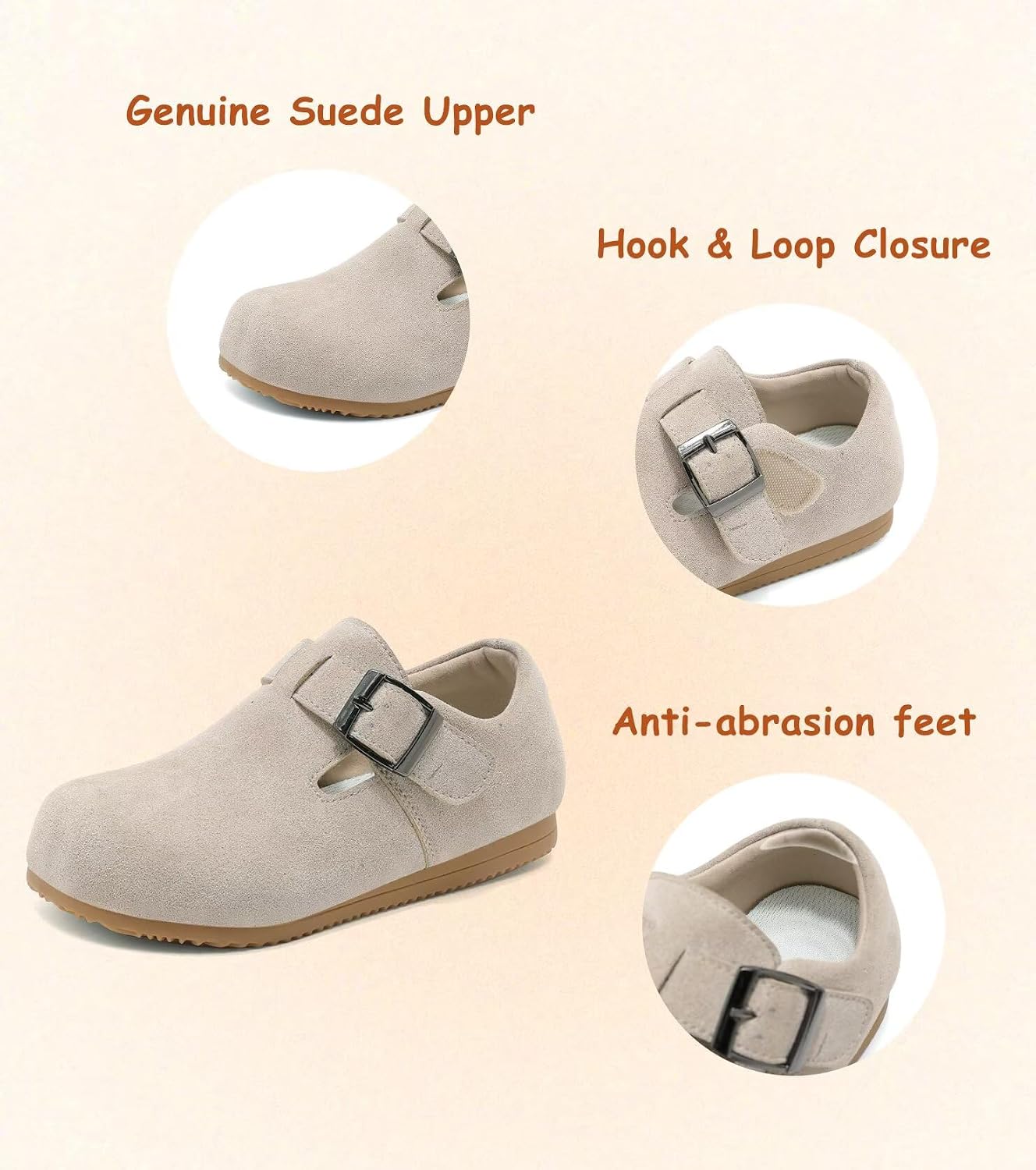 Toddler Suede Shoes Genuine Leather Boys and Girls Casual Sneakers Spring Fall Flats