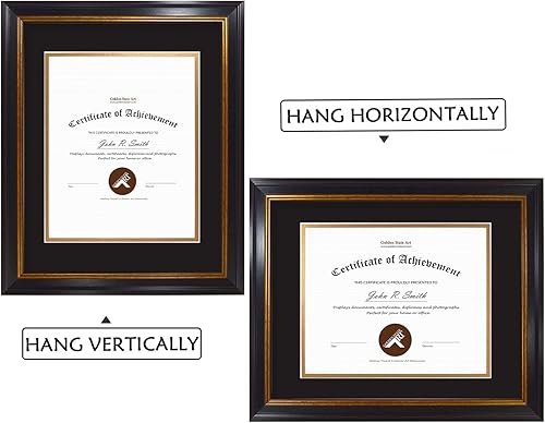 Miniatura 4 de Golden State Art, Juego de 5 portarretratos de 11 x 14 pulgadas para diplomacertificado de 7 x 9, marco para colgar en la pared, color negro dorado