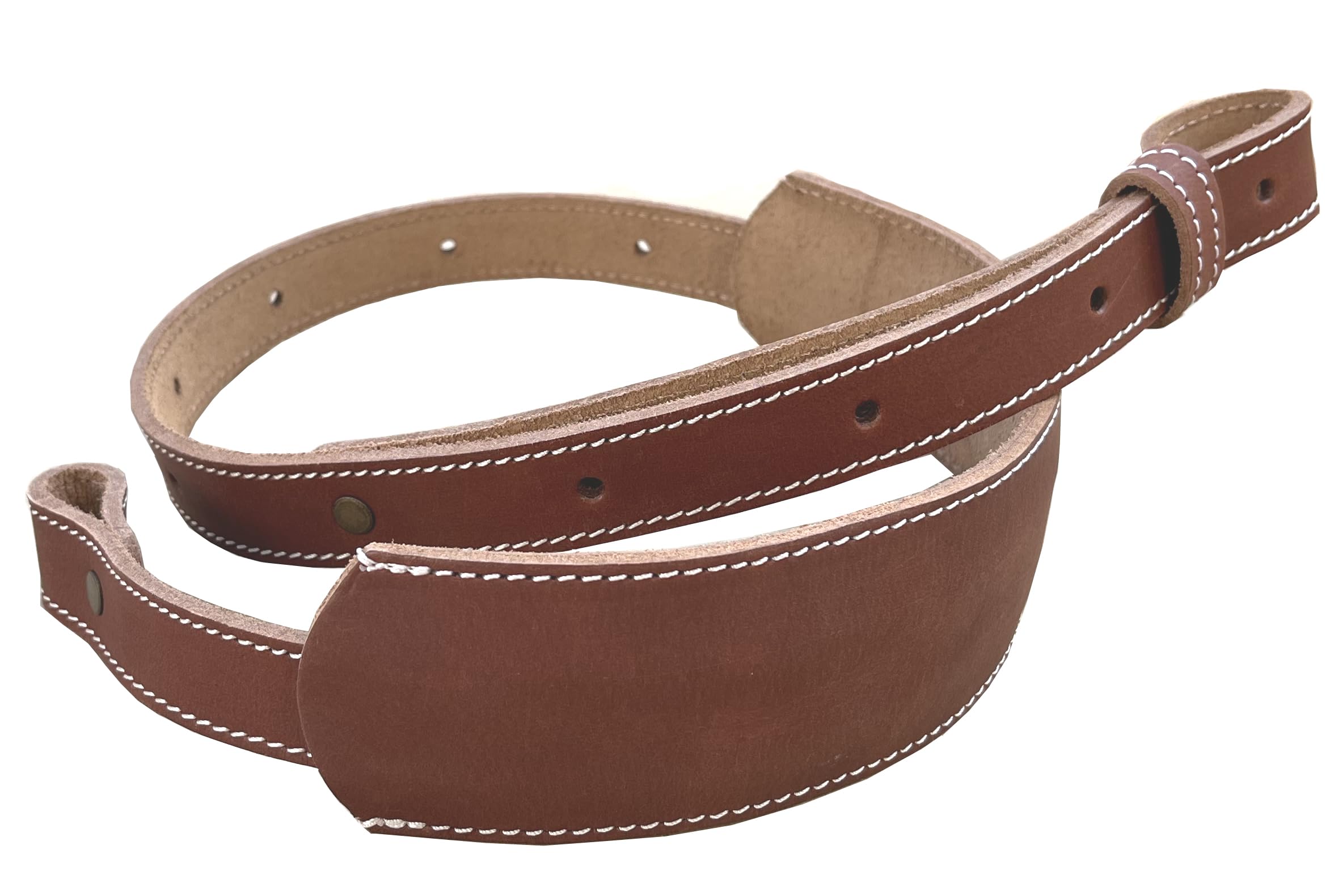 Leather Rifle Sling 1 inch Black Brown Wide Vintage Padded Stitched Adjustable Strap (Tan BS)