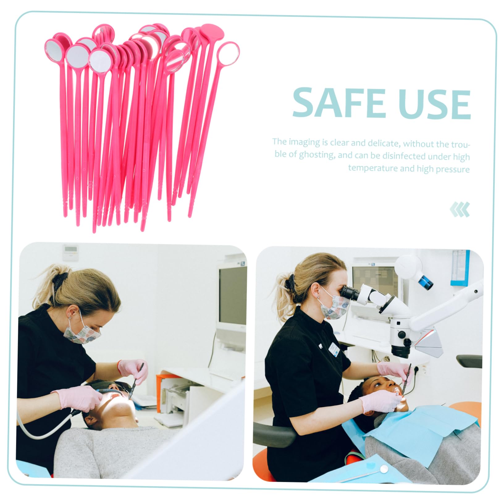 ULTECHNOVO 72pezzi Specchietti Dentali Usa Pratici Per Ispezione Orale Per Professionisti e Personale Colore Rosa