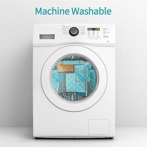 Miniatura 9 de VAPUTAR Juego de edredón de algodón tamaño King (98 x 106 pulgadas) + fundas de almohada a juego (20 x 36 pulgadas) + funda de almohada (18 x 18