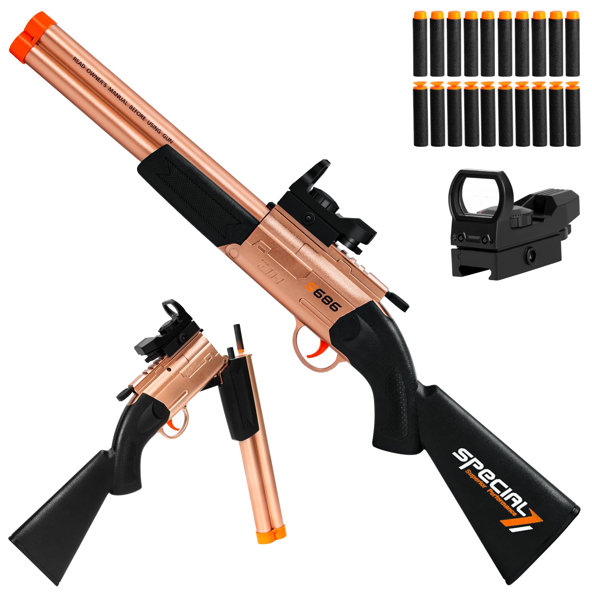 Amazon.com: Toy Gun Double Barrel Shotgun Toy,with 20 Soft Bullet