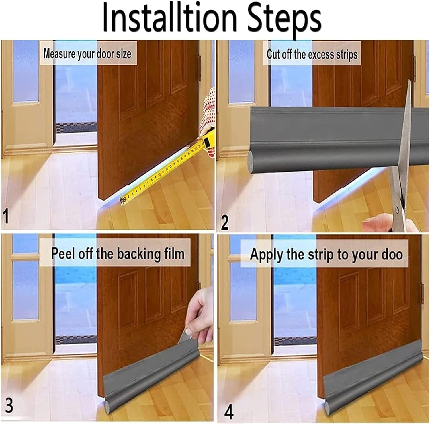 36 Inches Door Draft Stopper- Adjustable Door Draft Stopper Under Door Seal Blocker Window Breeze Blocker Reduce Noise Windproof Water Proof (Color : Grey)