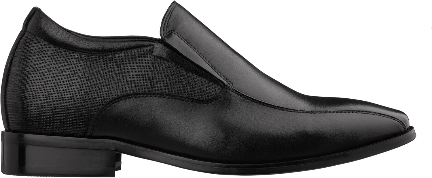 TOTO Men's Invisible Height Increasing Elevator Shoes - Black Leather Slip-on Formal Dress Loafers- 2.2 Inches Taller - Y6361 - Size 10 D(M) US - Image 4