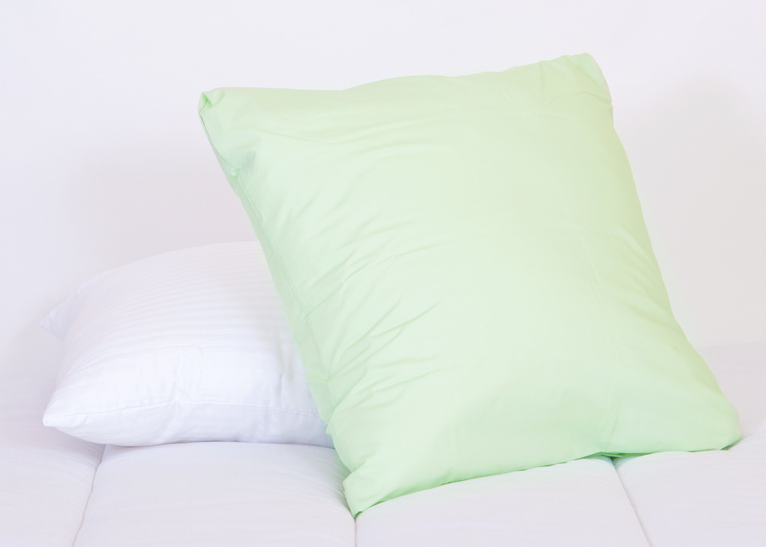 Lancashire Bedding Premium Blended Cotton Square Euro Continental 65 x 65cm Housewife Pillowcase Pair in GREEN