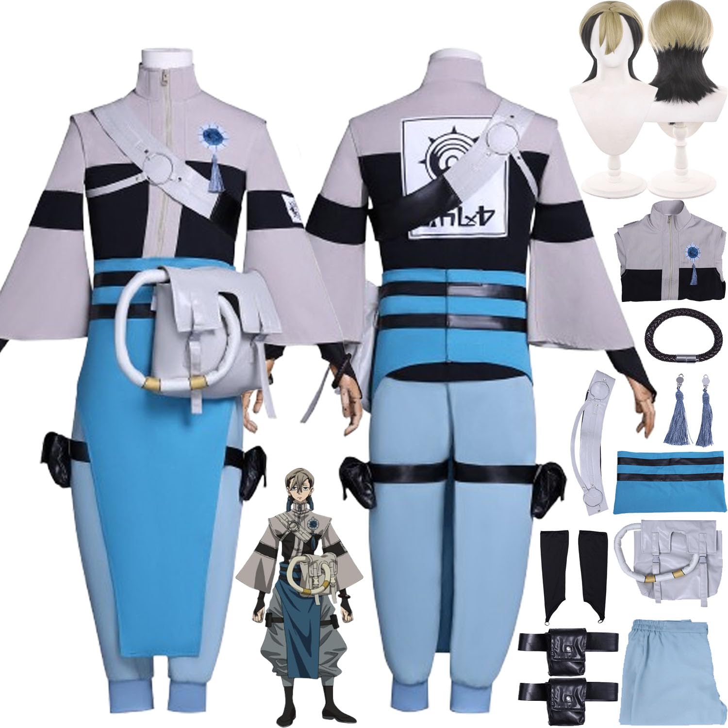 Anime Personaje Zanka Nijiku Disfraz de Cosplay Rudo Shuaburekku Juego de Rol Uniforme Conjunto Completo Halloween Carnaval Fiesta Traje de Vestir con Peluca para Hombres