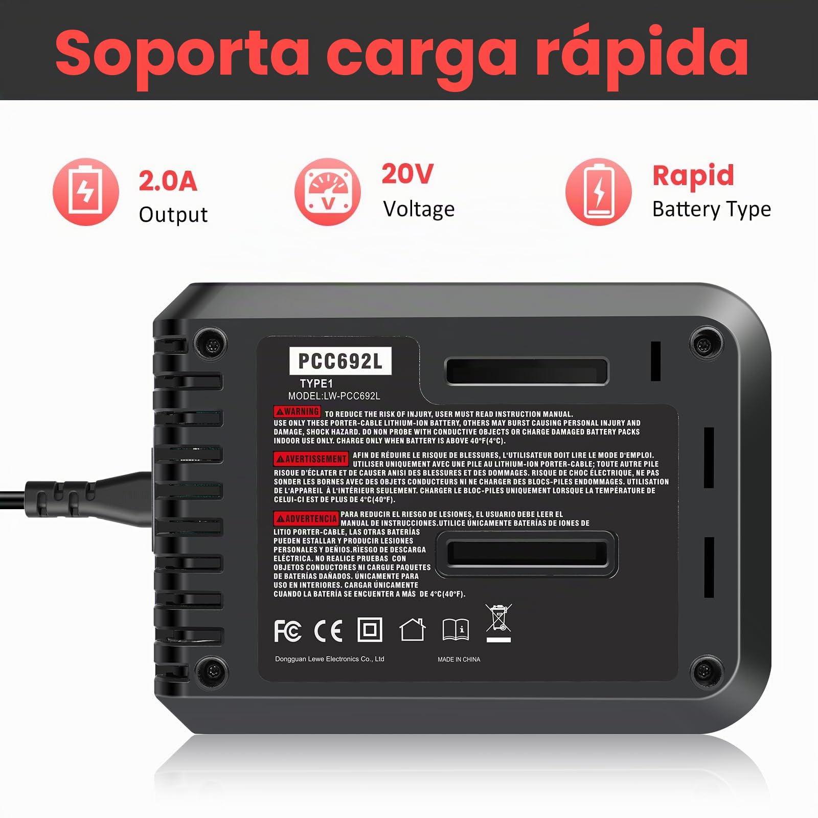 ASUNCELL Cargador de batería de ion de litio de 2 A, compatible con batería de litio Black+Decker, cargador rápido de 18 V