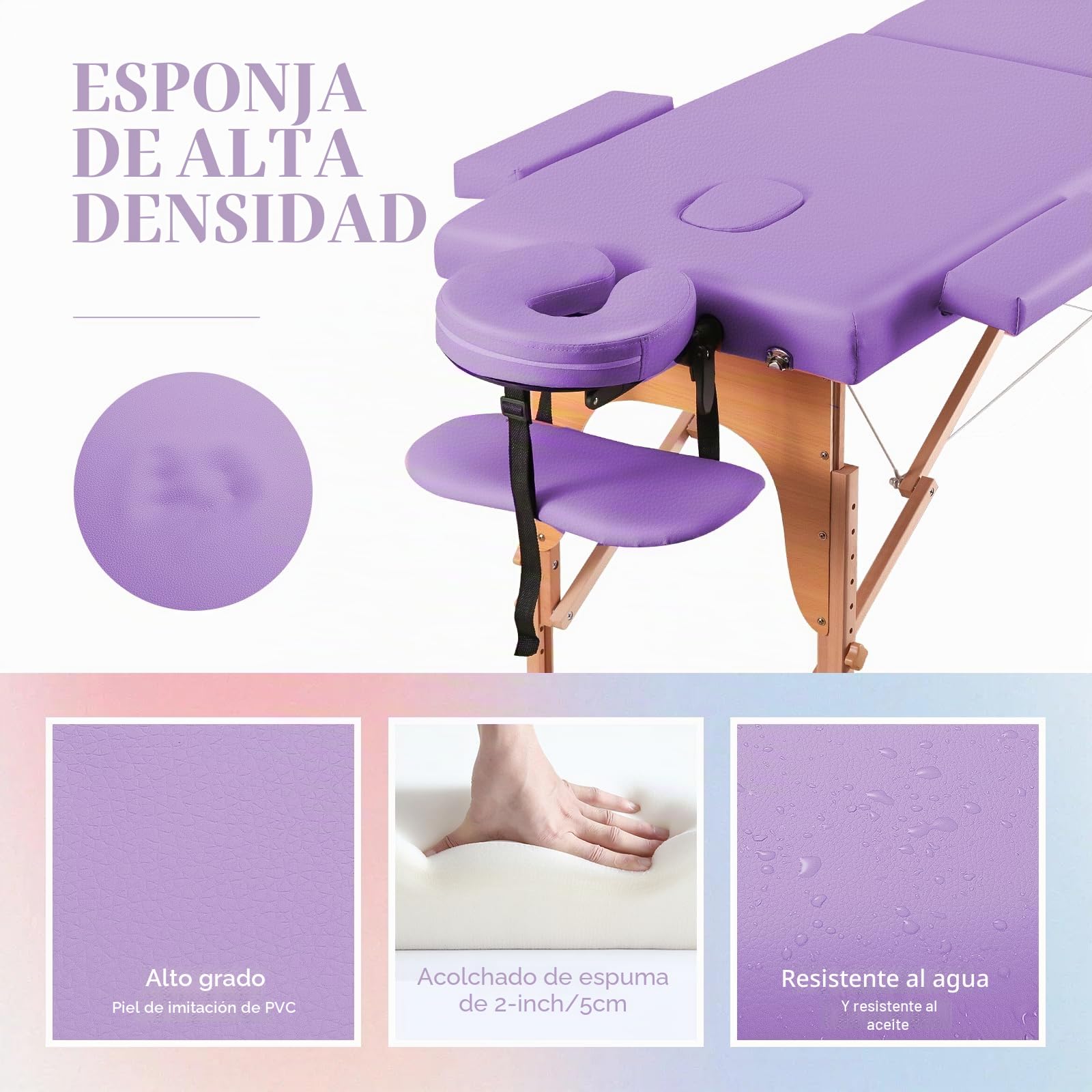 BODIOO De masaje portátil, plegable, cama de pestañas, cama facial, mesa de tatuaje, altura regulable con accesorios y bolsa de transporte