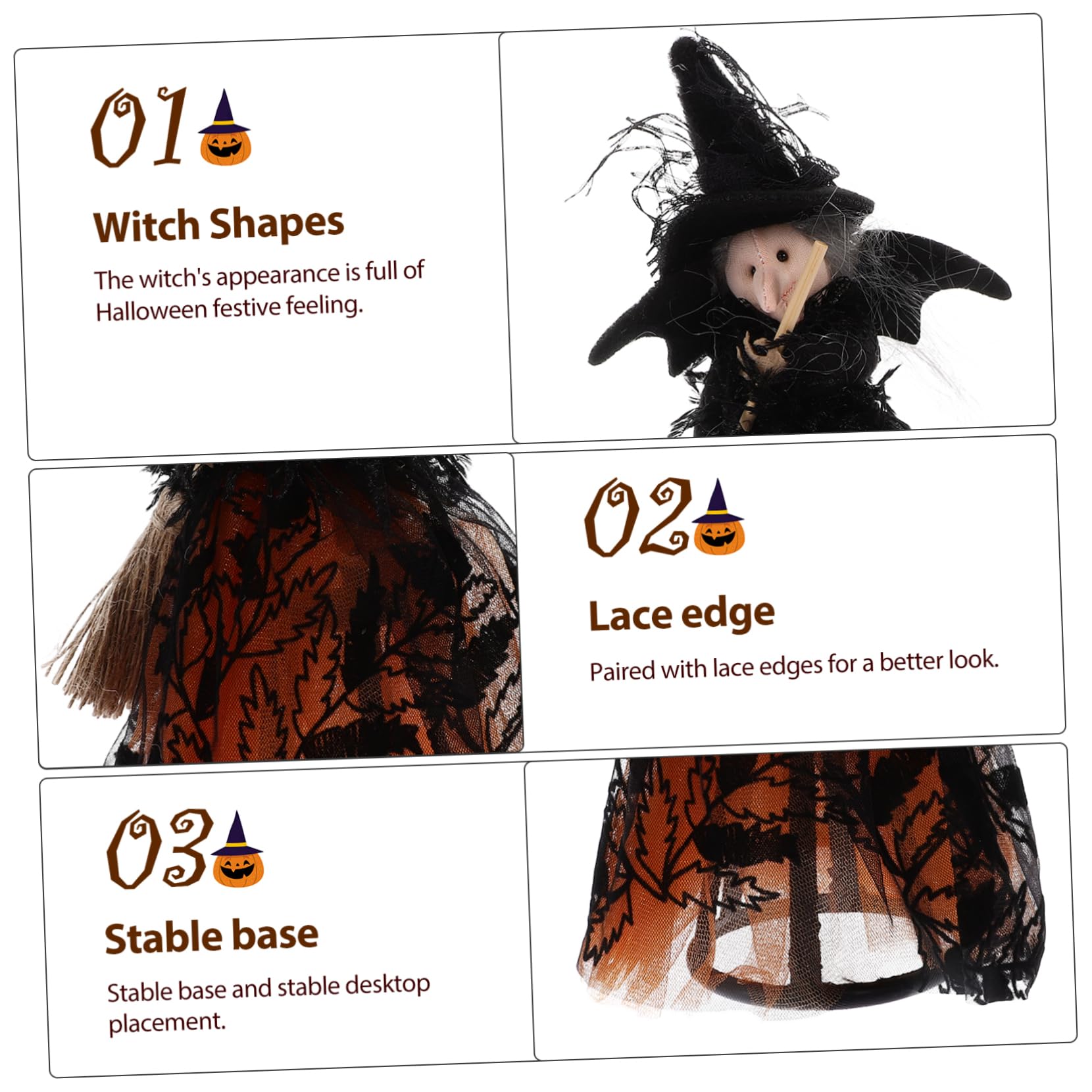Amosfun 3pezzi Decorazione Halloween Streghetta Per Decorazione Per Halloween Statuetta Streghetta Per